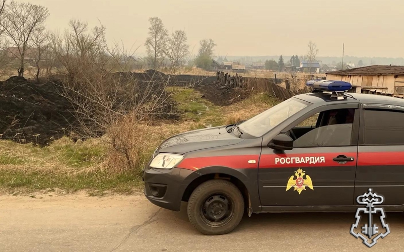 В городе Шимановск сотрудники вневедомственной охраны Росгвардии приняли меры к ликвидации возгорания  вблизи жилых домов